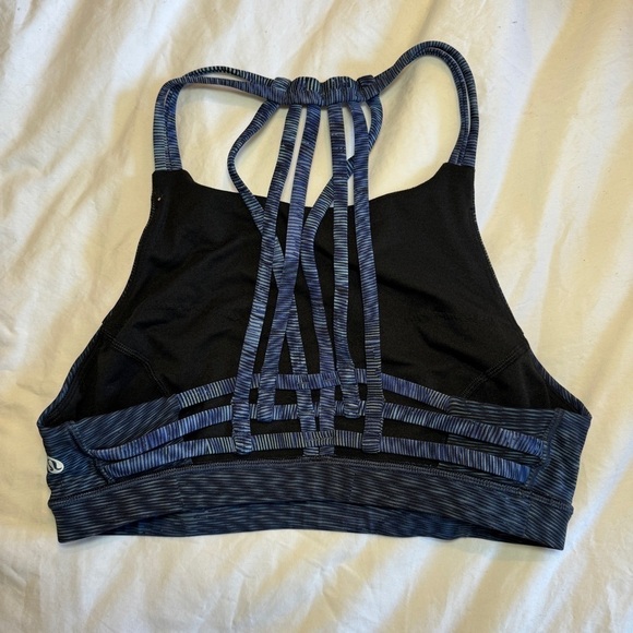 Lululemon Slide With Me Bra Blue Stripe (Linear Flux Battleship Multi) Size 6 - Picture 4 of 5